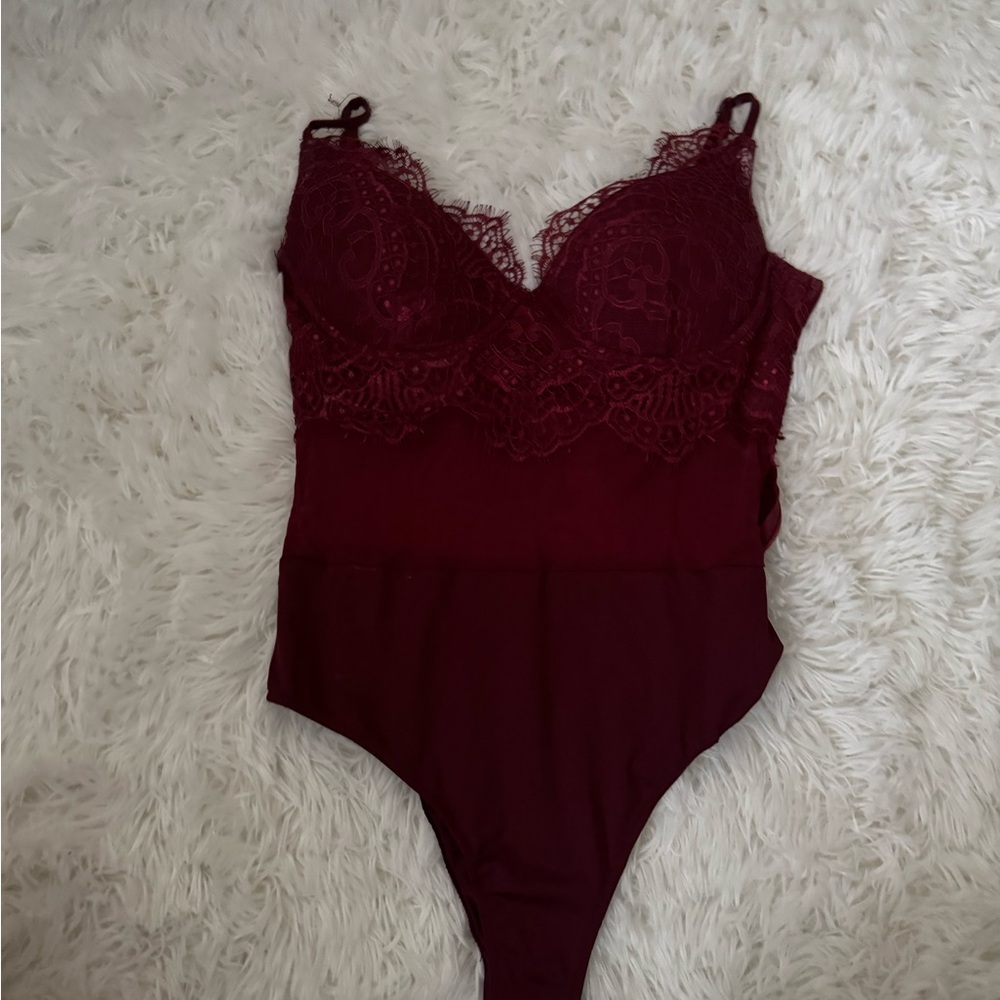 Burgundy Lace Bodysuit